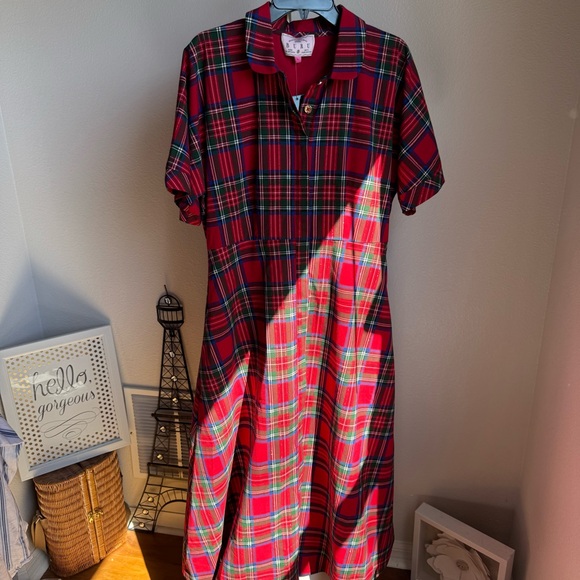 NWT Buru Donna Day Short Sleeve Contrast Bow Detail Stripe Print Shirt Dress - Picture 4 of 11